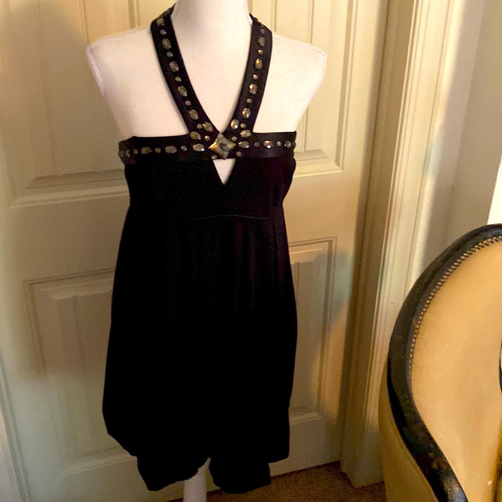 Laundry little black dress w stones halter neck